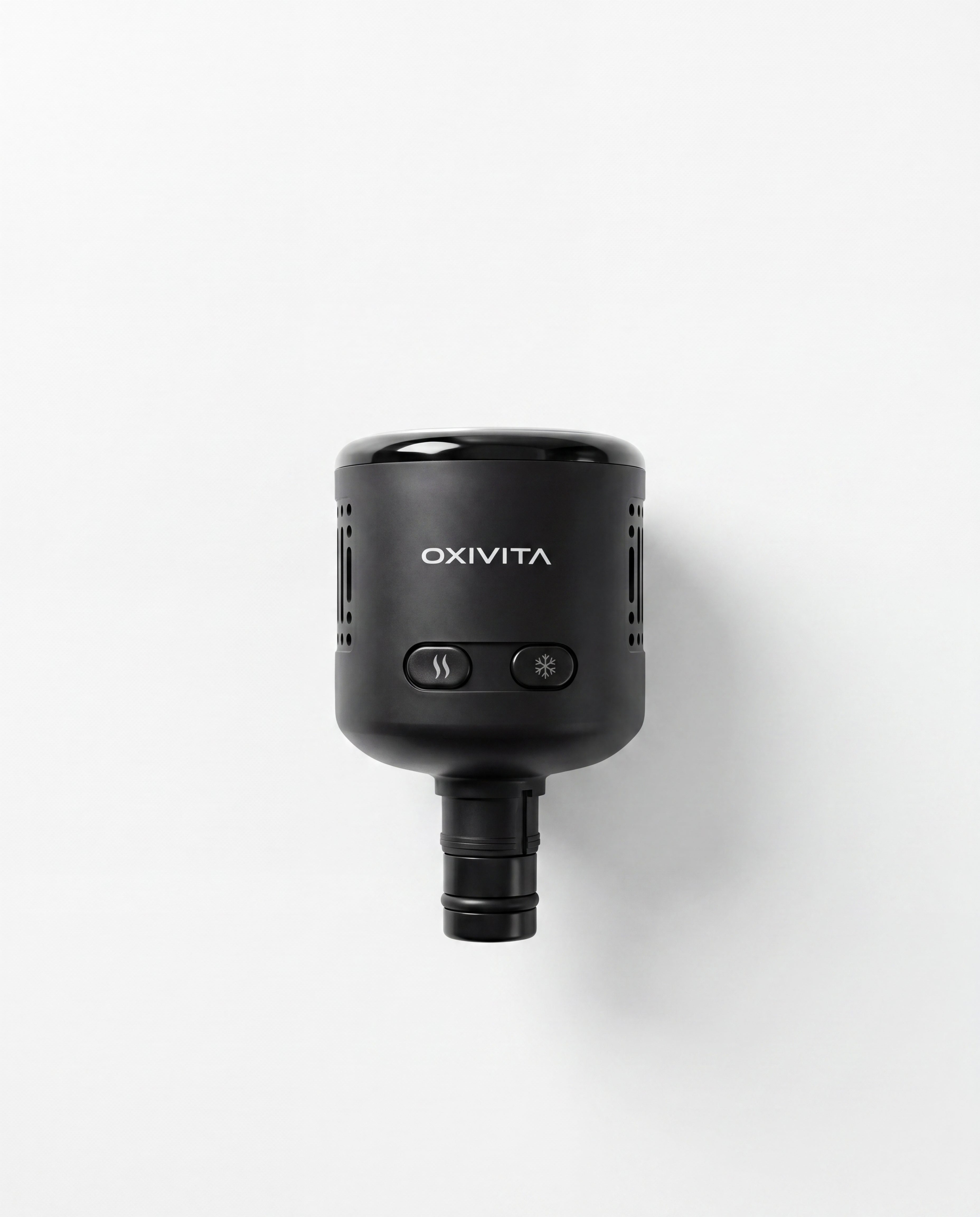 Oxivita Duo Head värme- och kylrecovery-huvud i matt svart sett ovanifrån mot neutral ljus bakgrund